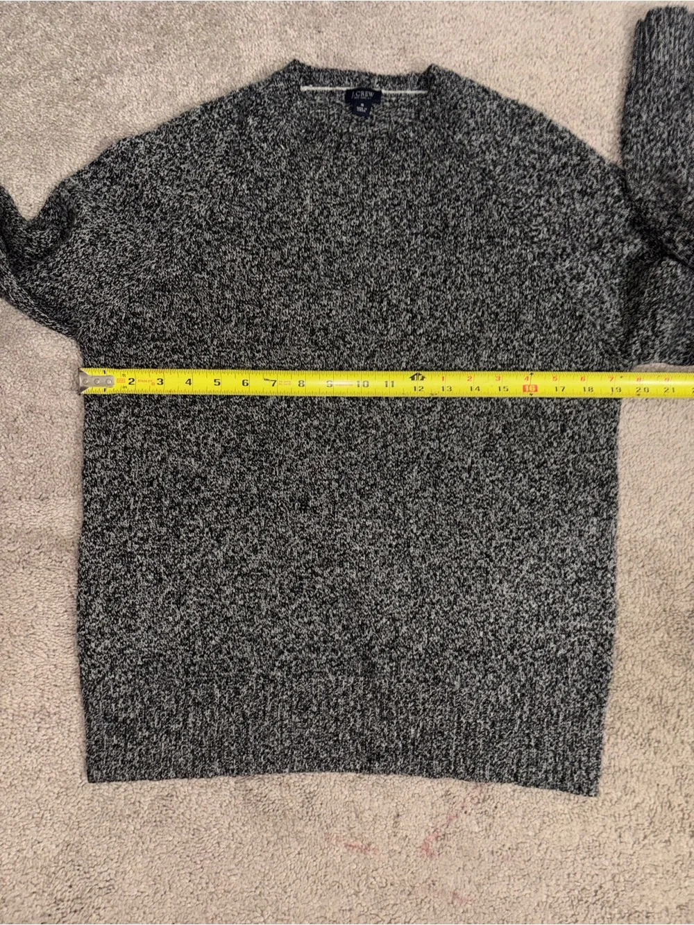 J.Crew 100% Lambswool Pullover Crew Long Sleeve Marled Sweater Black Gray Size S